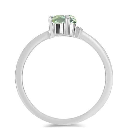 Anillo de Plata con Amatista Verde y Topacio Blanco