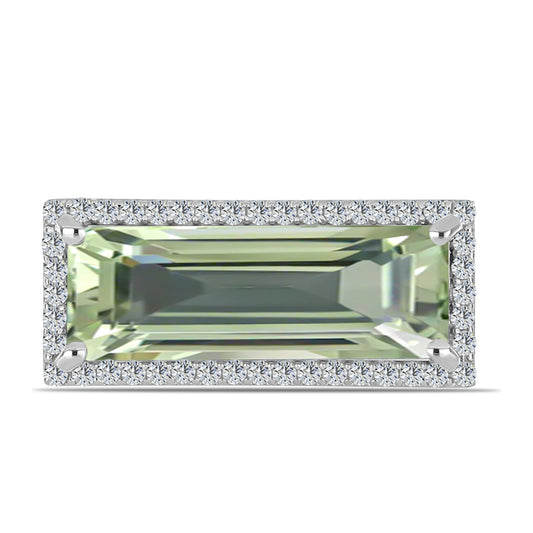 Anillo de Plata con Amatista Verde y Topacio Blanco
