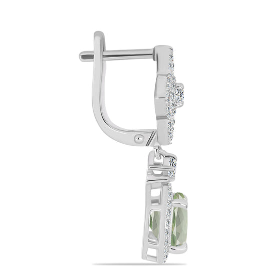 Pendientes de Plata con Amatista Verde y Topacio Blanco