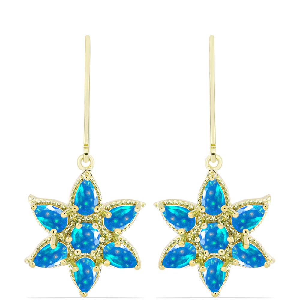 Pendientes de Plata Bañada en Oro con Ópalo Paraíso de Etiopia 1 