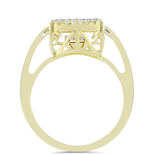 Anillo de Plata Bañada en Oro con Diamante blanco y Topacio Blanco