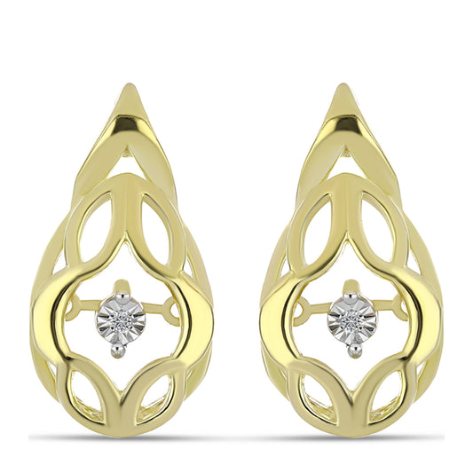 Pendientes de Plata Bañada en Oro con Diamante blanco