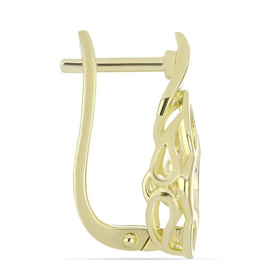 Pendientes de Plata Bañada en Oro con Diamante blanco