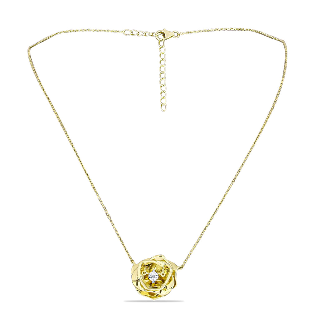 Collar de Plata Bañada en Oro con Diamante blanco