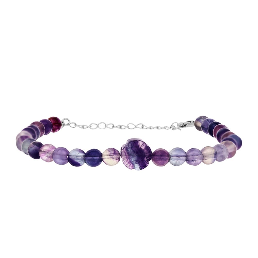 Pulsera de Plata con Fluorita cebra