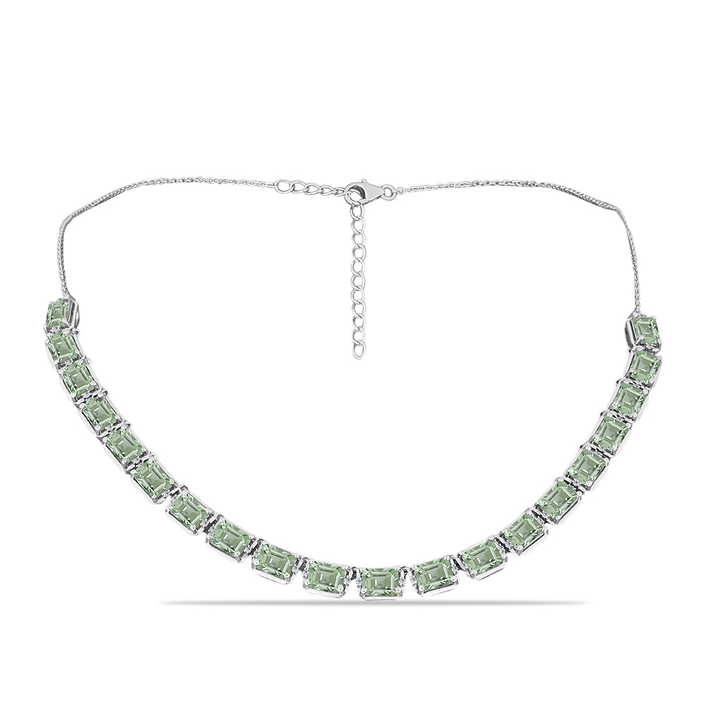 Collar de Plata con Amatista Verde y Topacio Blanco