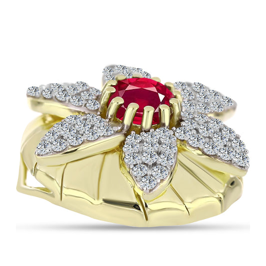 Colgante de Plata Bañada en Oro con Rubí de Madagascar y Topacio Blanco