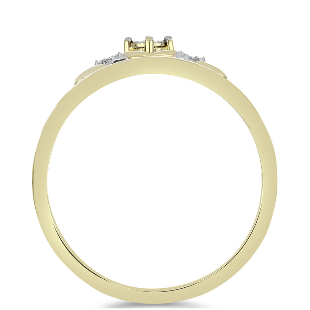 Anillo de Plata Bañada en Oro con Diamante blanco