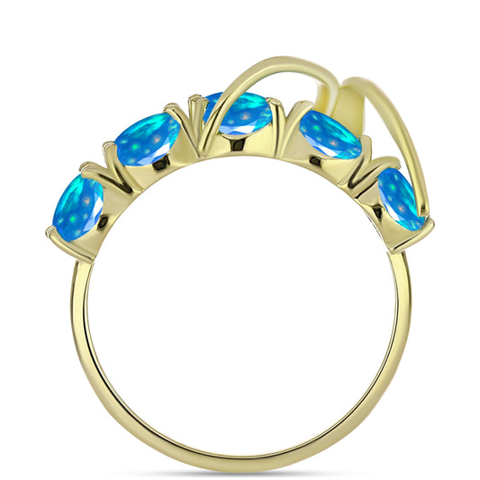 Anillo de Plata Bañada en Oro con Ópalo Paraíso de Etiopia