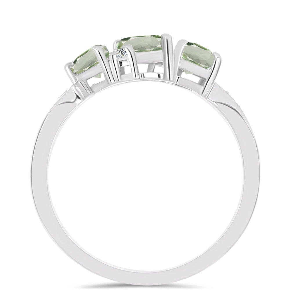 Anillo de Plata con Amatista Verde y Topacio Blanco