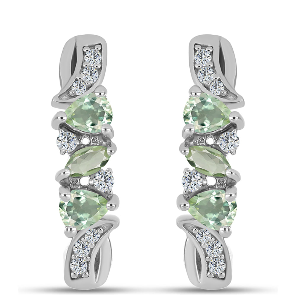 Pendientes de Plata con Amatista Verde y Topacio Blanco