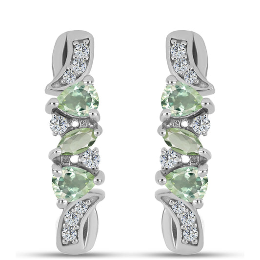 Pendientes de Plata con Amatista Verde y Topacio Blanco