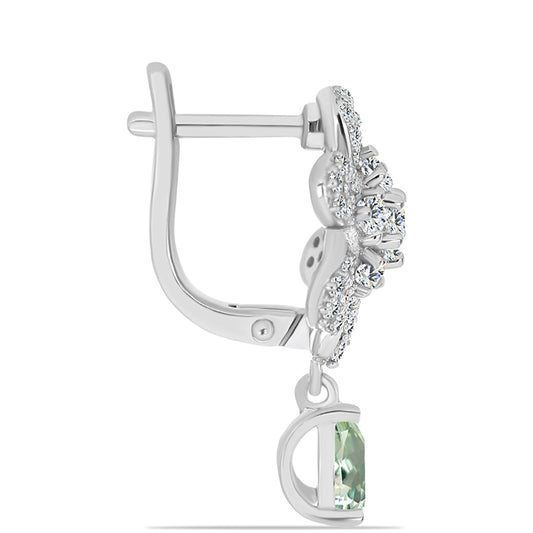 Pendientes de Plata con Amatista Verde y Topacio Blanco