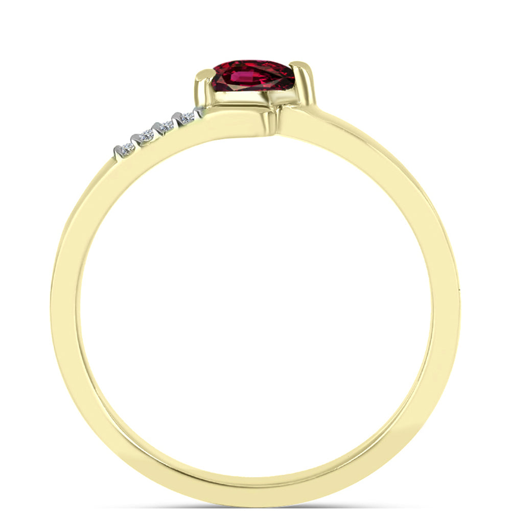 Anillo de Plata Bañada en Oro con Granate Rodolita y Topacio Blanco