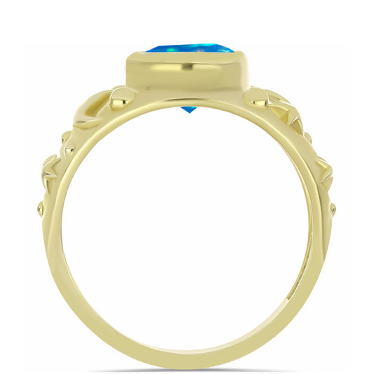 Anillo de Plata Bañada en Oro con Ópalo Paraíso de Etiopia