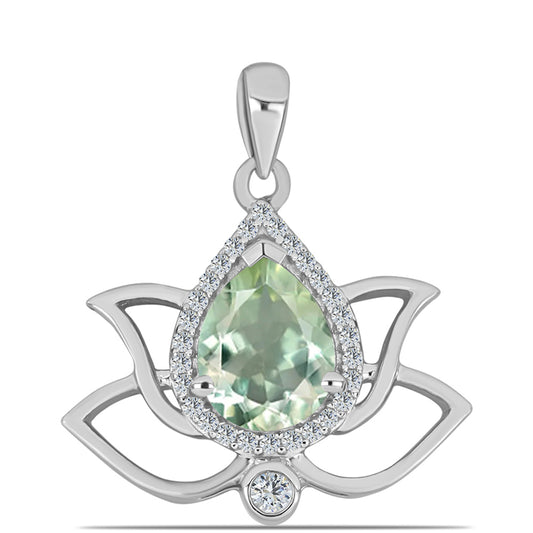 Colgante de Plata con Amatista Verde y Topacio Blanco