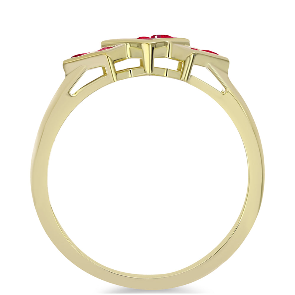 Anillo de Plata Bañada en Oro con Rubí de Madagascar