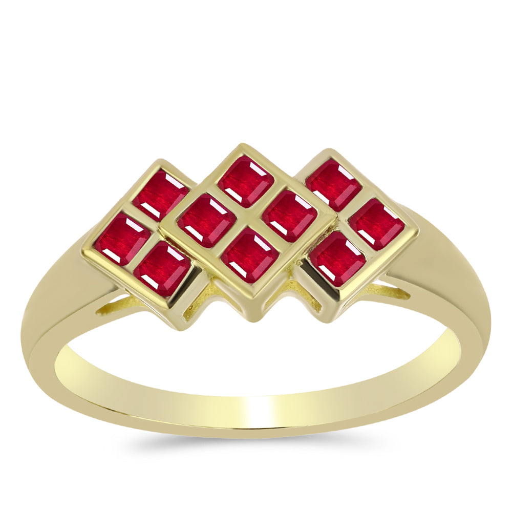 Anillo de Plata Bañada en Oro con Rubí de Madagascar 3 