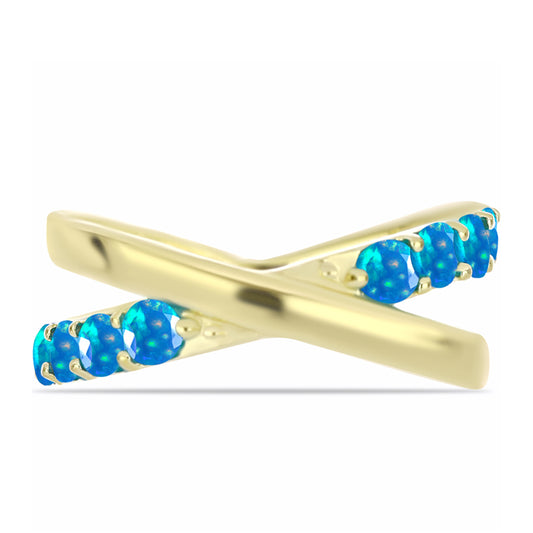 Anillo de Plata Bañada en Oro con Ópalo Paraíso de Etiopia