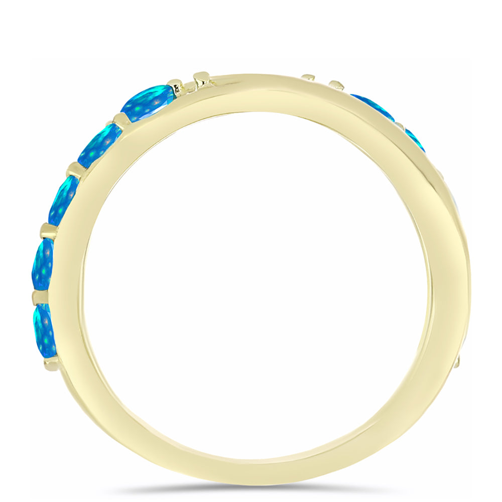 Anillo de Plata Bañada en Oro con Ópalo Paraíso de Etiopia