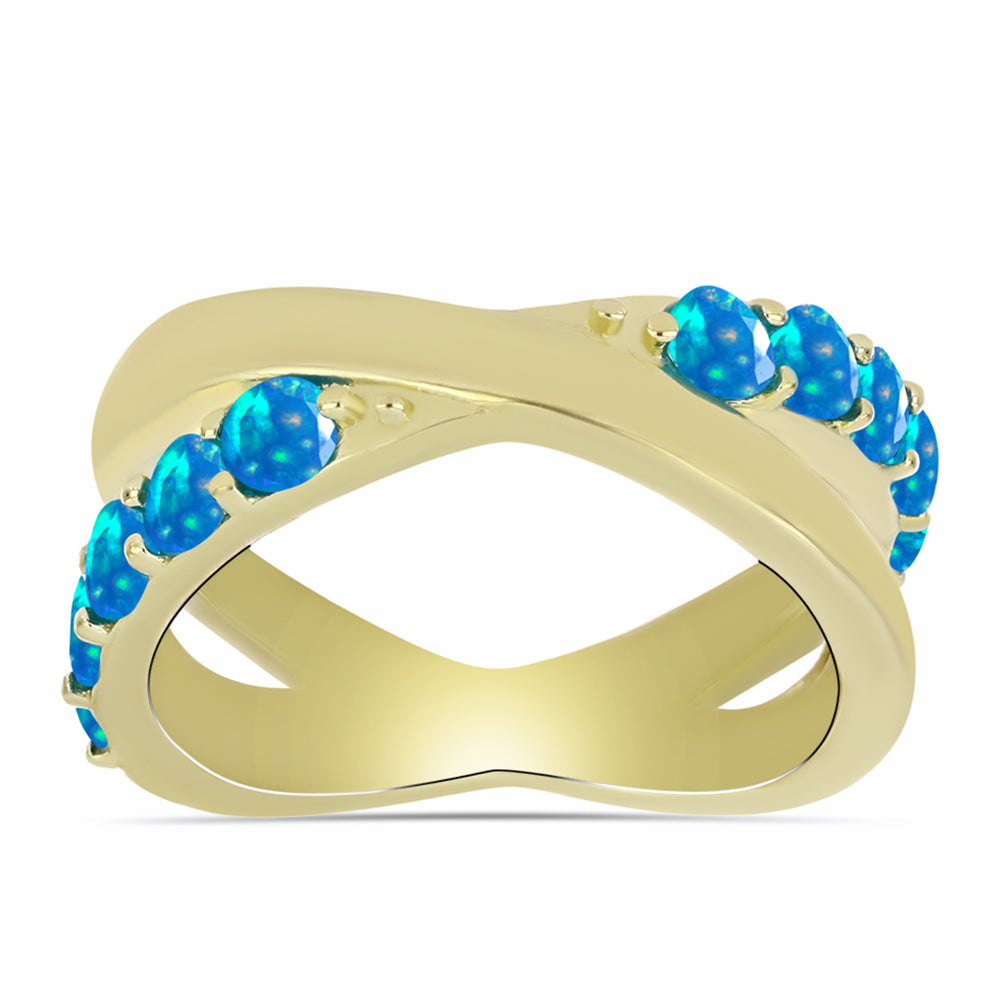 Anillo de Plata Bañada en Oro con Ópalo Paraíso de Etiopia 3 