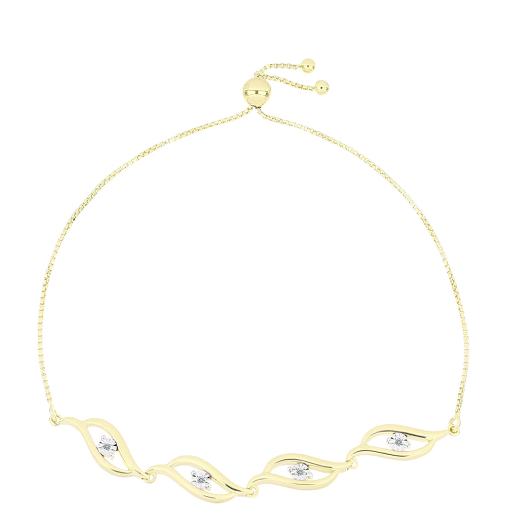 Pulsera de Plata Bañada en Oro con Diamante blanco