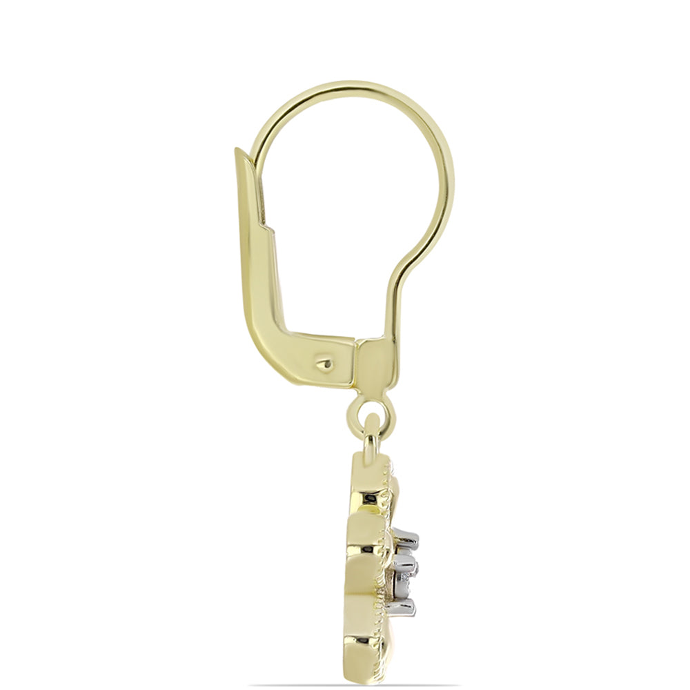 Pendientes de Plata Bañada en Oro con Diamante blanco 2 