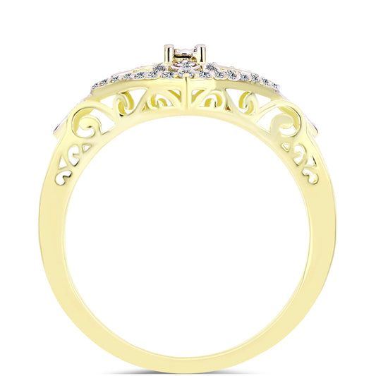 Anillo de Plata Bañada en Oro con Diamante blanco y Topacio Blanco