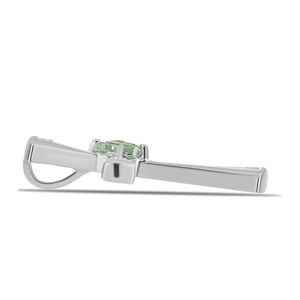 Cruz Colgante de Plata con Amatista Verde y Topacio Blanco 2 