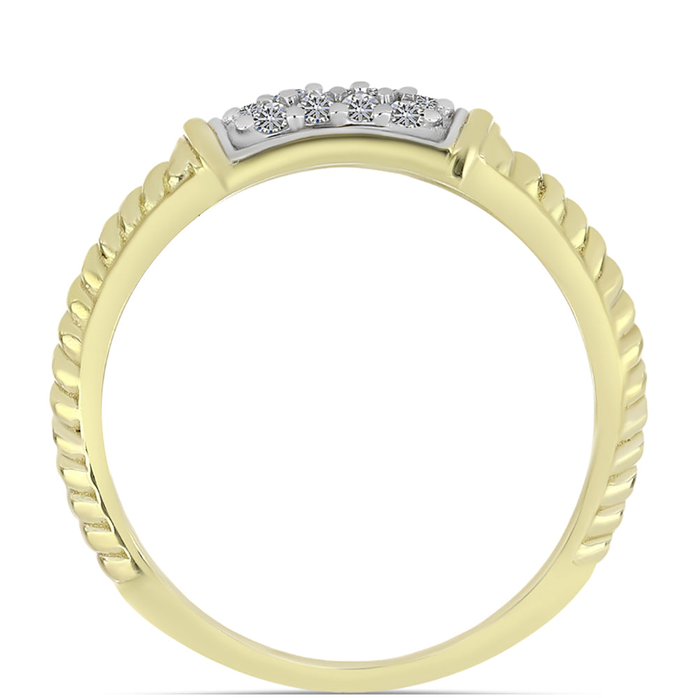 Anillo de Plata Bañada en Oro con Diamante blanco