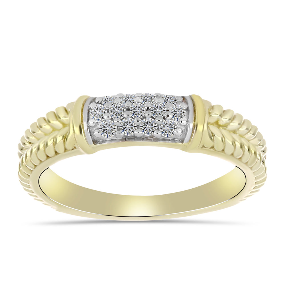 Anillo de Plata Bañada en Oro con Diamante blanco 1 