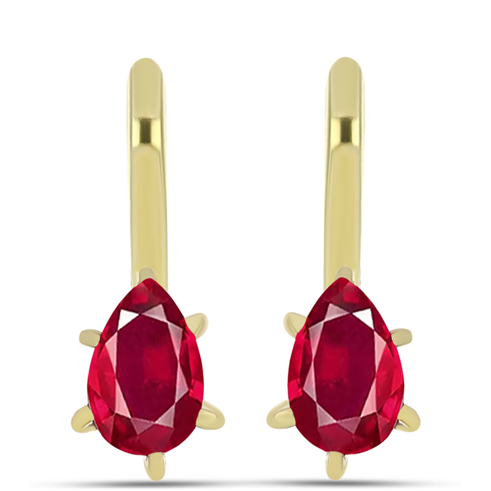 Pendientes de Plata Bañada en Oro con Rubí de Madagascar 1 