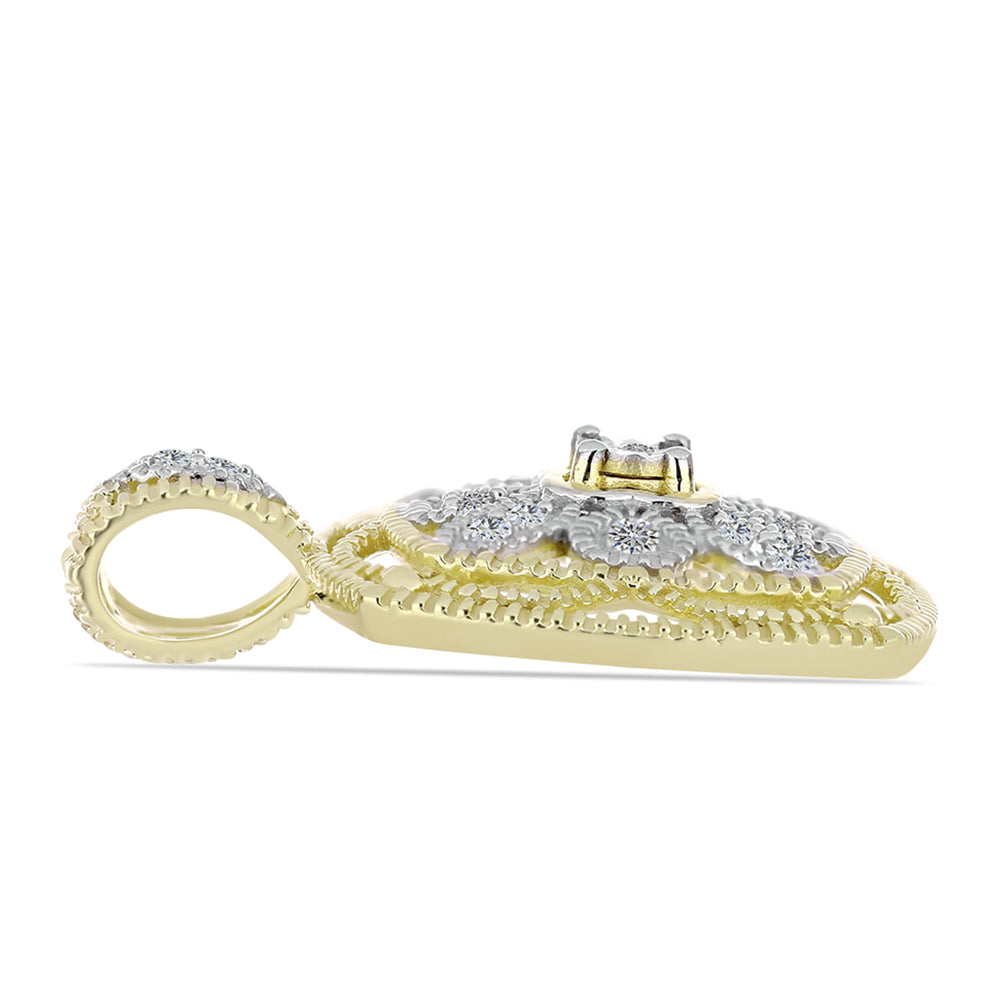 Colgante de Plata Bañada en Oro con Diamante blanco y Topacio Blanco 2 