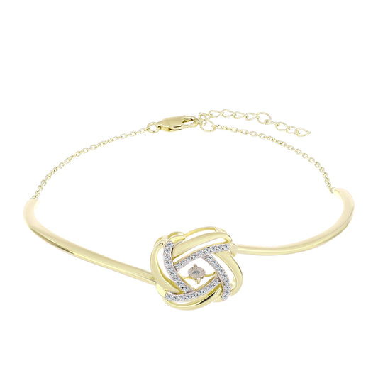 Pulsera de Plata Bañada en Oro con Diamante blanco y Topacio Blanco