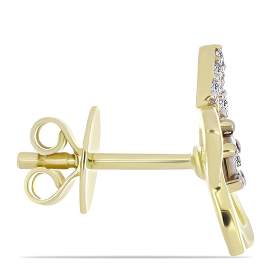 Pendientes de Plata Bañada en Oro con Diamante blanco y Topacio Blanco