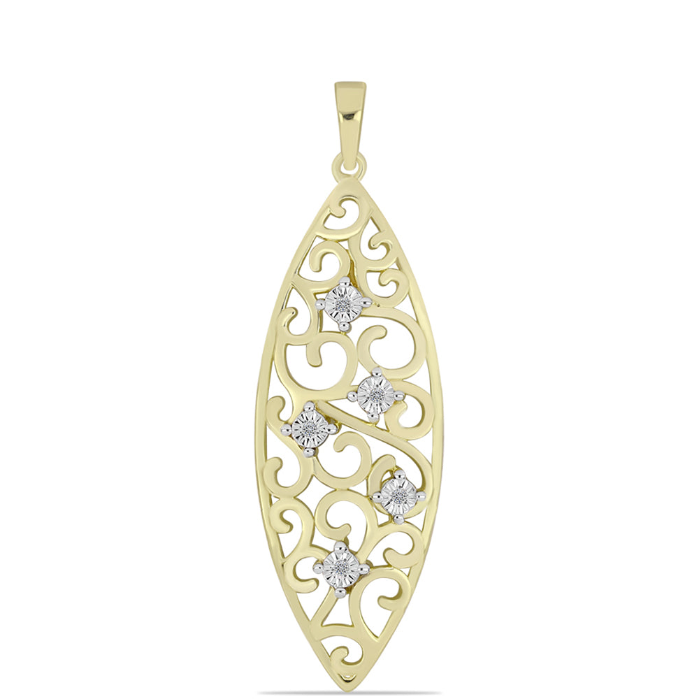 Colgante de Plata Bañada en Oro con Diamante blanco