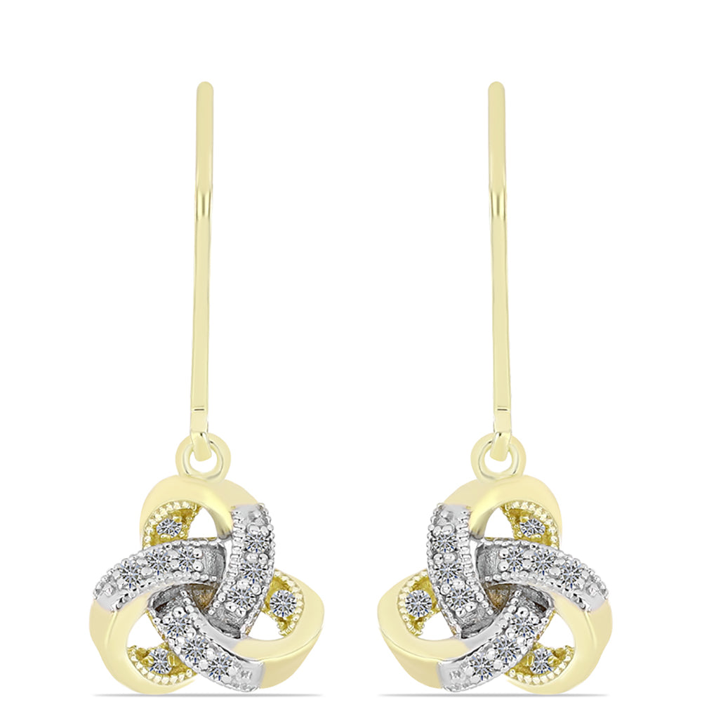 Pendientes de Plata Bañada en Oro con Diamante blanco 1 