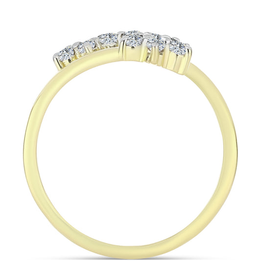 Anillo de Plata Bañada en Oro con Diamante blanco y Topacio Blanco