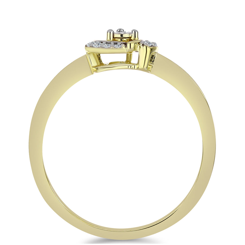 Anillo de Plata Bañada en Oro con Diamante blanco y Topacio Blanco 2 