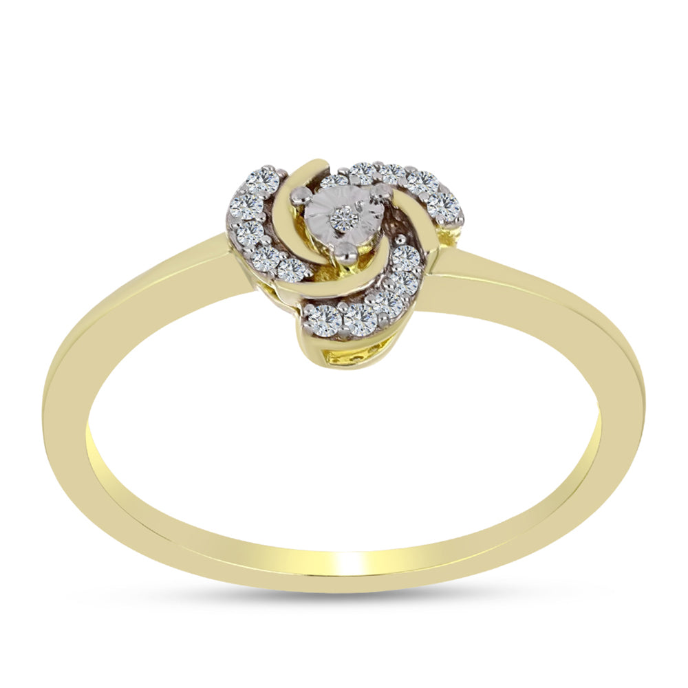 Anillo de Plata Bañada en Oro con Diamante blanco y Topacio Blanco 3 