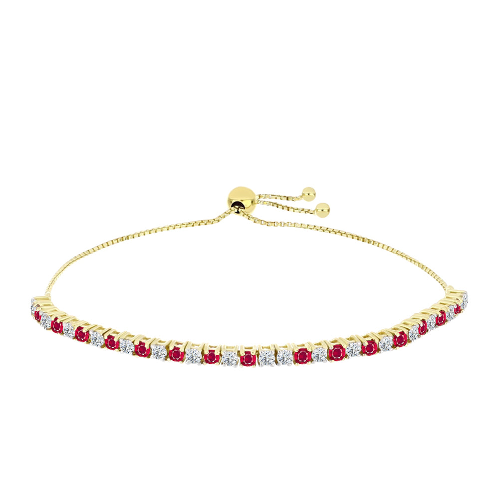 Pulsera de Plata Bañada en Oro con Rubí de Madagascar y Topacio Blanco