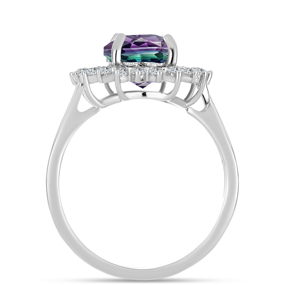 Anillo de Plata con Fluorita cebra y Topacio Blanco 2 