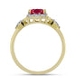 Anillo de Plata Bañada en Oro con Rubí de Madagascar y Topacio Blanco