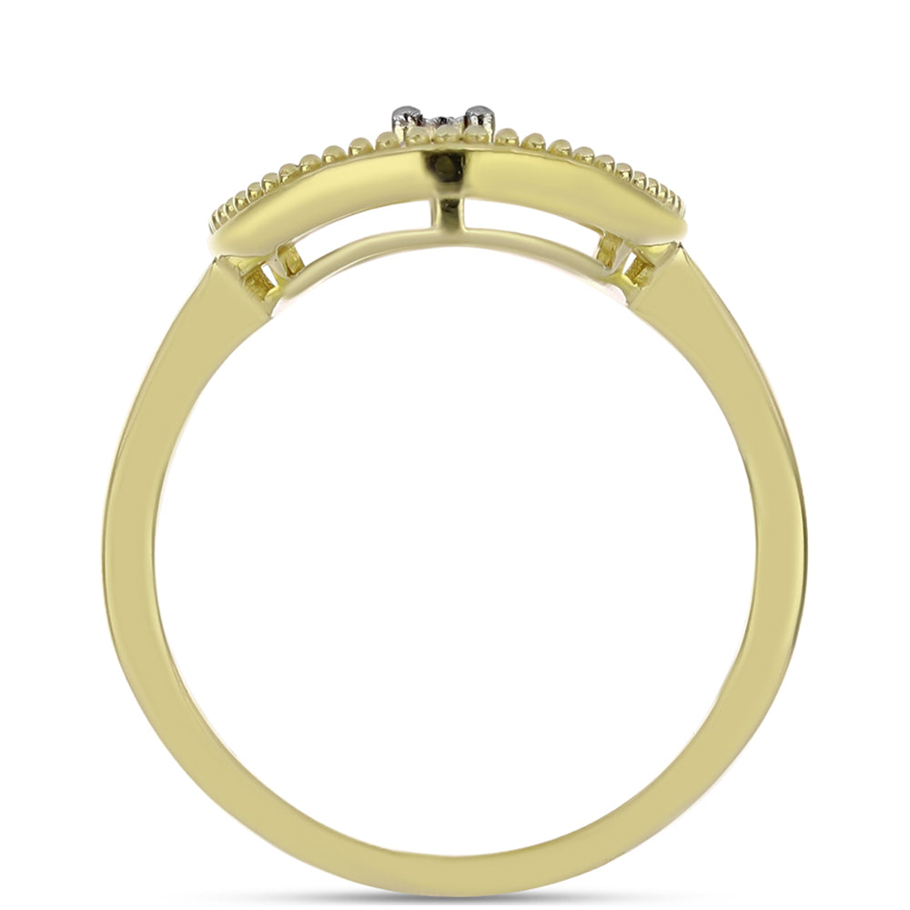 Anillo de Plata Bañada en Oro con Diamante blanco y Topacio Blanco 2 