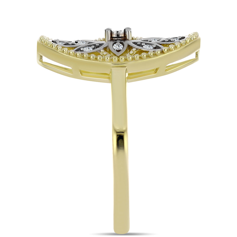 Anillo de Plata Bañada en Oro con Diamante blanco y Topacio Blanco 4 