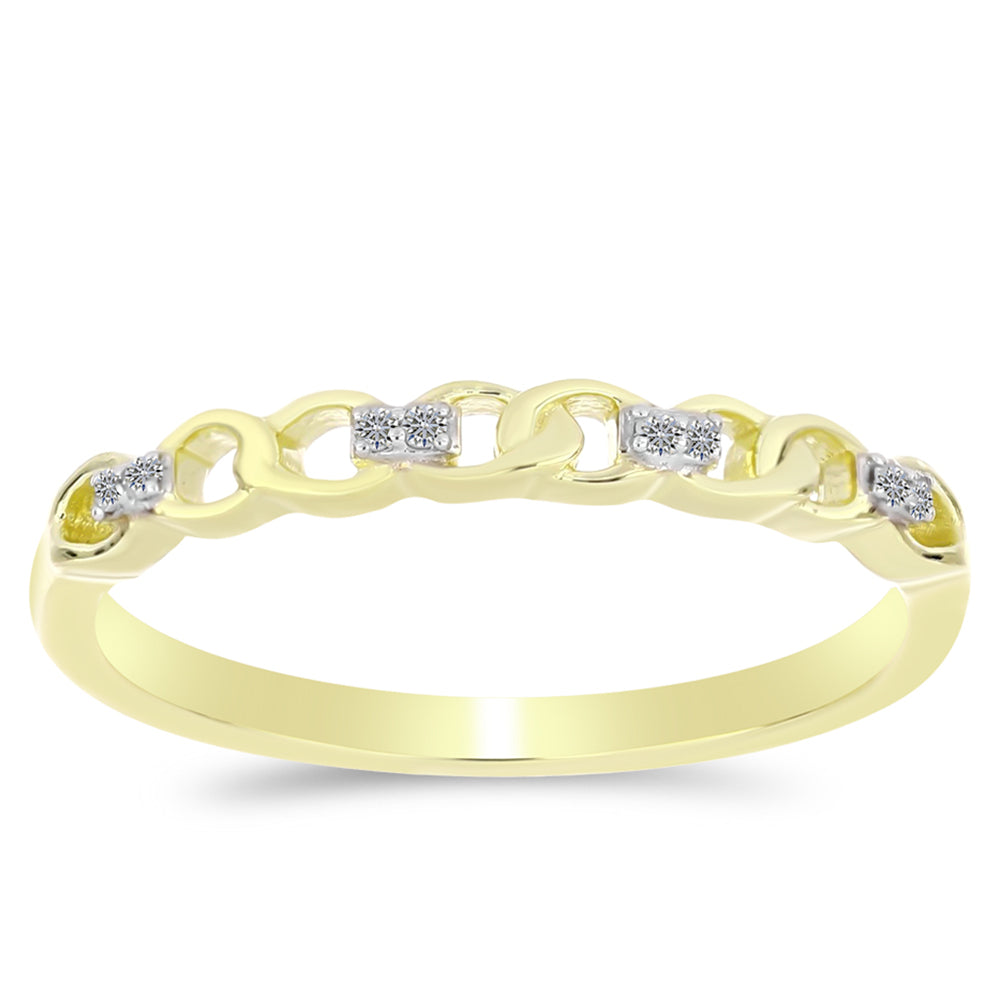 Anillo de Plata Bañada en Oro con Diamante blanco