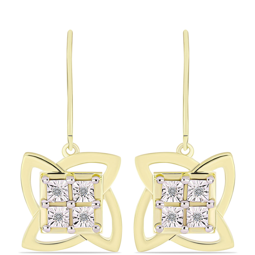 Pendientes de Plata Bañada en Oro con Diamante blanco 1 