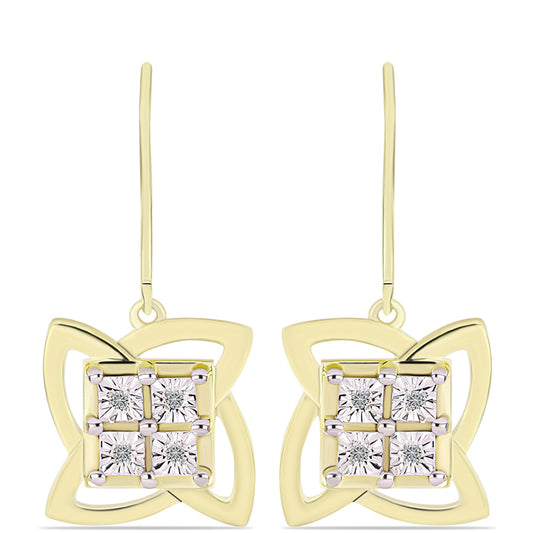 Pendientes de Plata Bañada en Oro con Diamante blanco