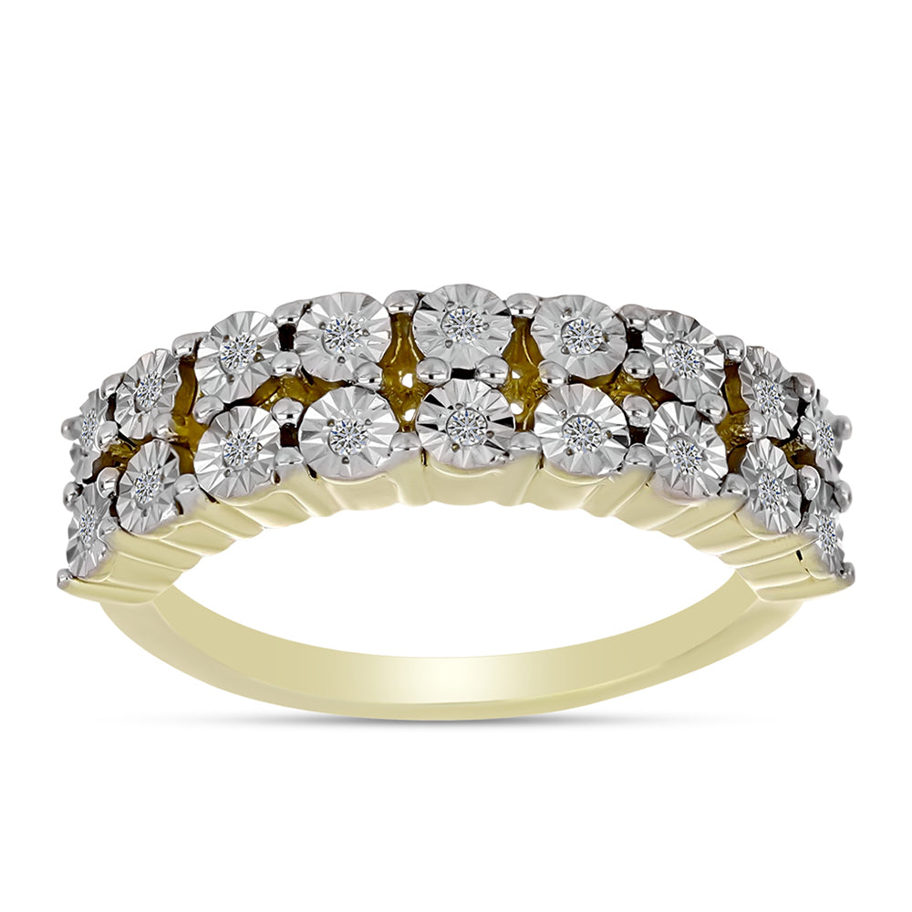 Anillo de Plata Bañada en Oro con Diamante blanco 3 