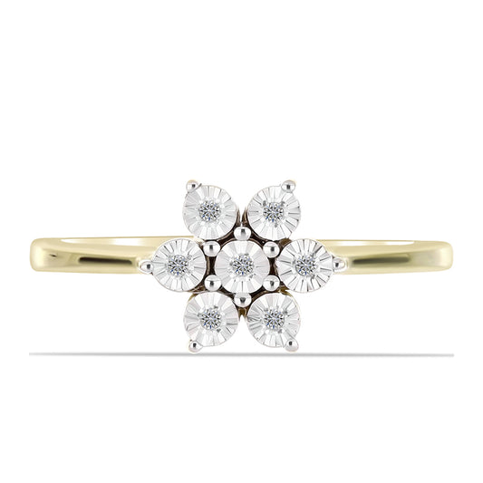 Anillo de Plata Bañada en Oro con Diamante blanco